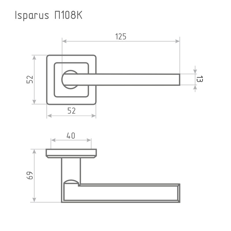 Схема Ручка дверная ISPARUS П108К цвет Матовый никель Нора-М