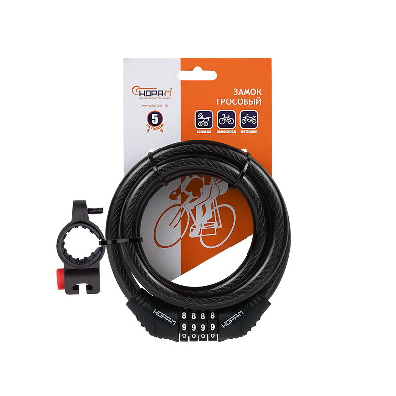 Комплектация и упаковка Велосипедный замок №21 с креплением на раму цвет Черный Нора-М