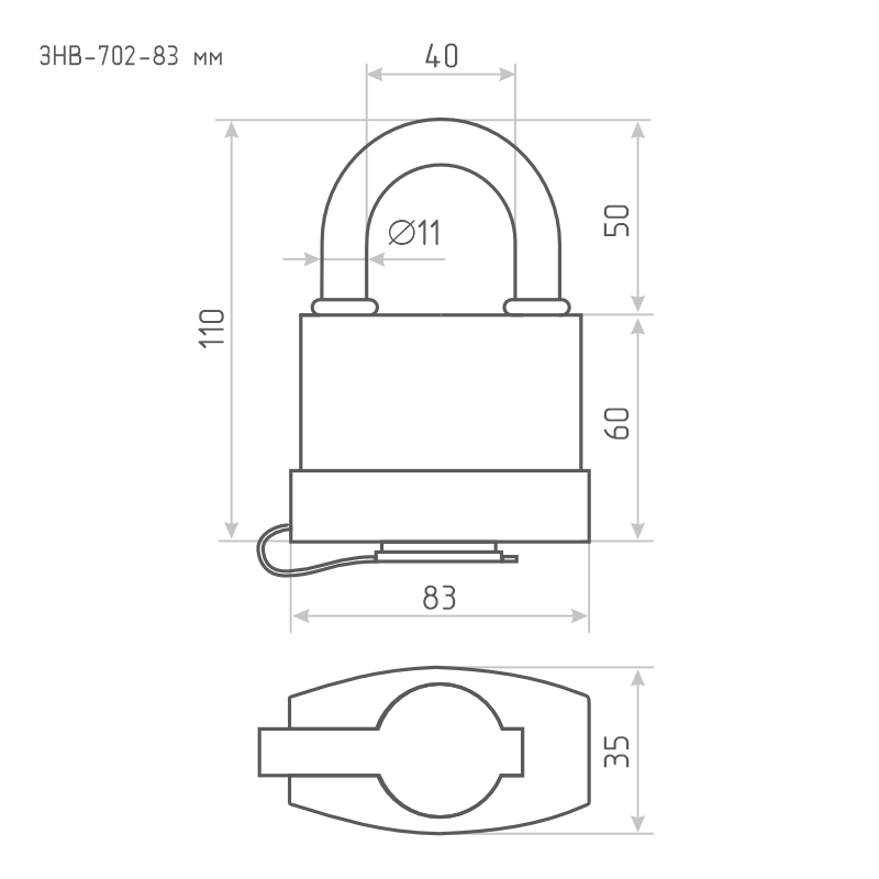 Схема Замок навесной всепогодный ЗНВ-702 цвет Оранжевый Нора-М