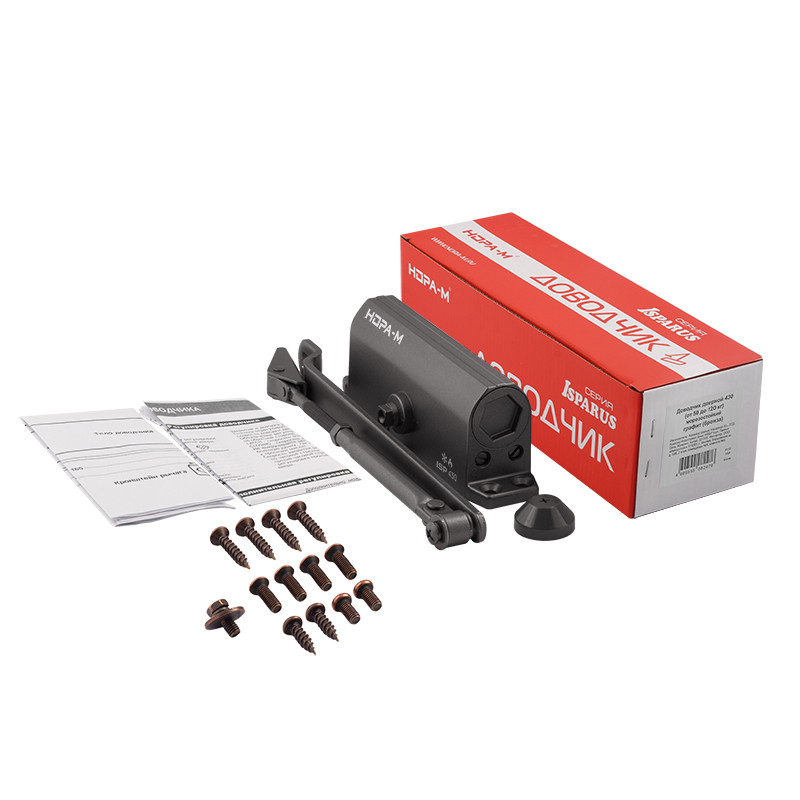 Комплектация и упаковка Доводчик дверной 430 ISPARUS цвет Графит Нора-М