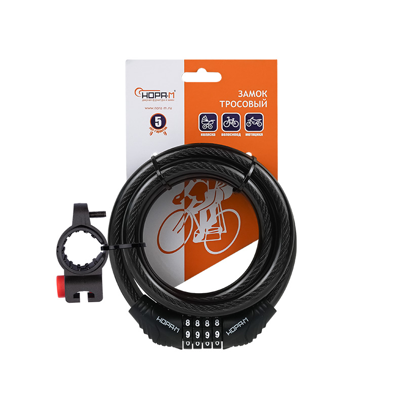 Комплектация и упаковка Велосипедный замок №21 с креплением на раму цвет Черный Нора-М