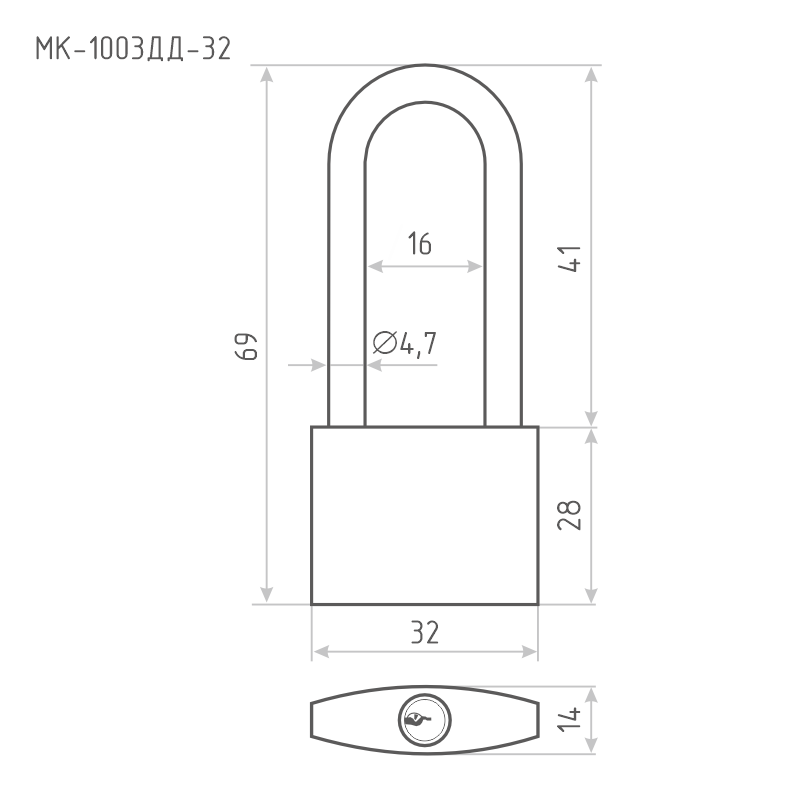 Схема Замки навесные МК-1003ДД мастер ключ цвет Серебро Нора-М