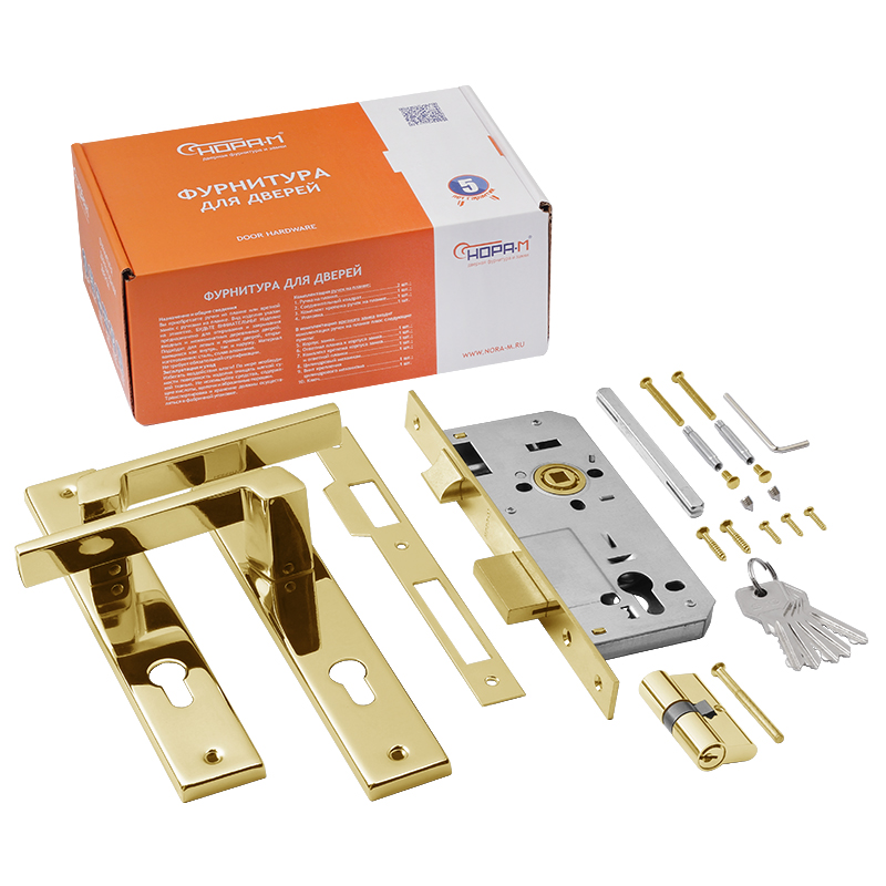 Комплектация и упаковка Замок врезной 111-85 К цвет Золото Нора-М