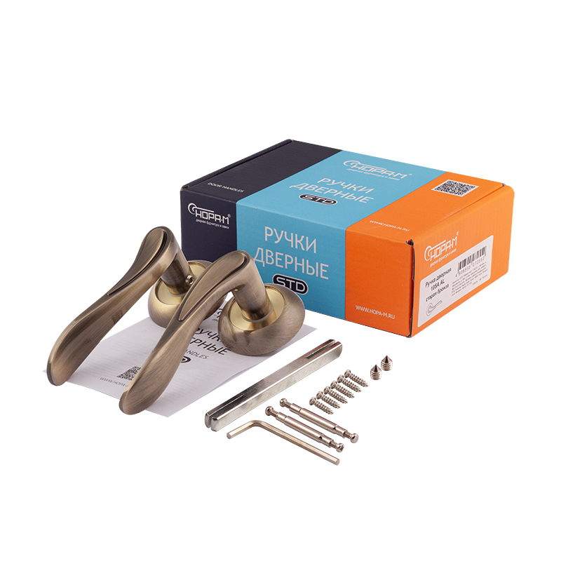 Комплектация и упаковка Ручка дверная 105А AL цвет Старая бронза Нора-М