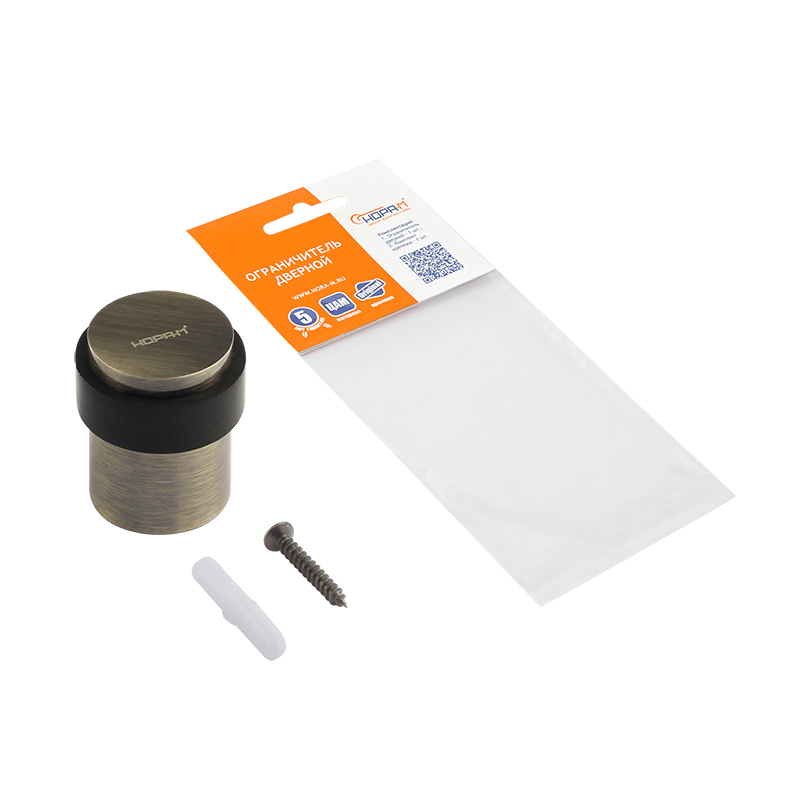 Комплектация и упаковка Ограничитель дверной 122 цвет Старая бронза Нора-М