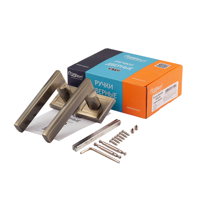 Комплектация и упаковка Ручка дверная 108K AL цвет Старая бронза Нора-М