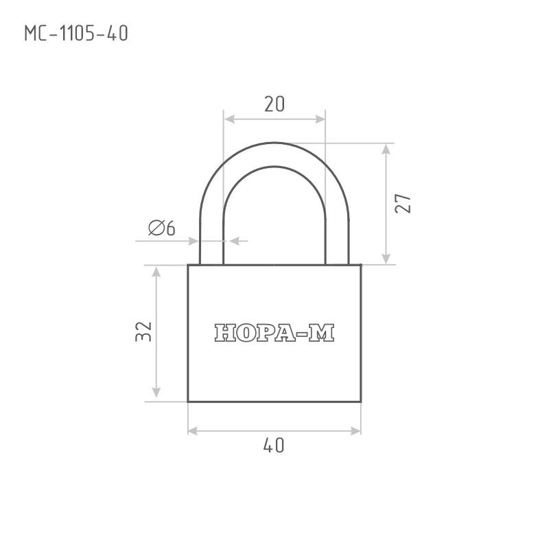 Схема Замок навесной МС-1105 мастер-система цвет Серебро Нора-М