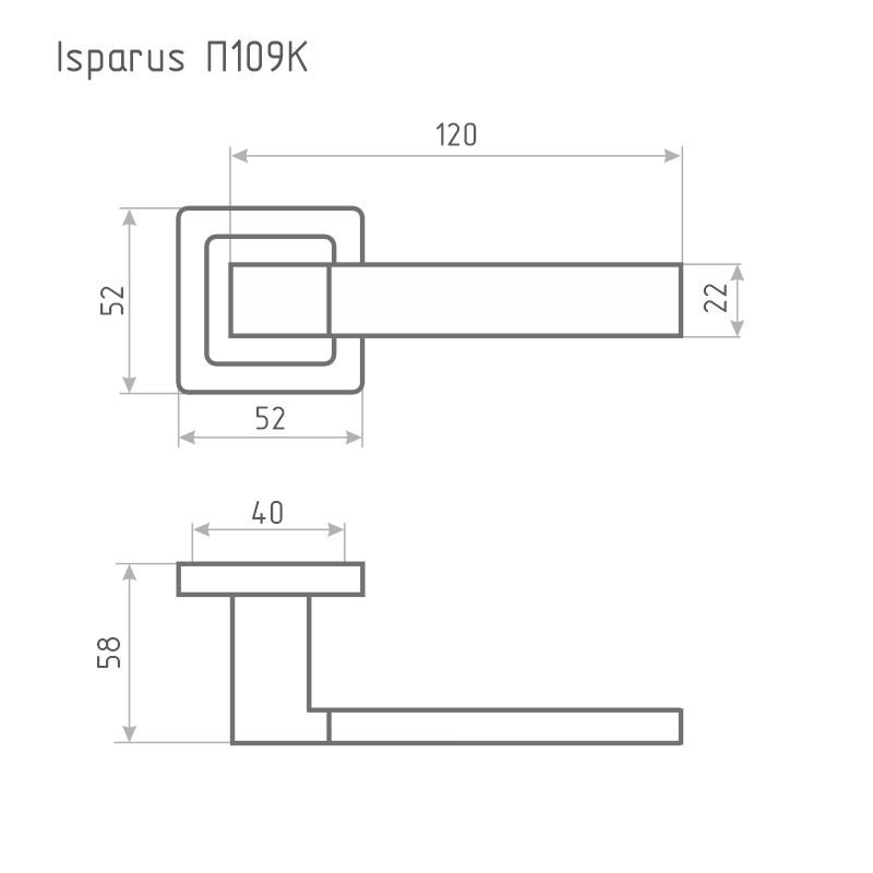 Схема Ручка дверная ISPARUS П109К цвет Матовый никель Нора-М