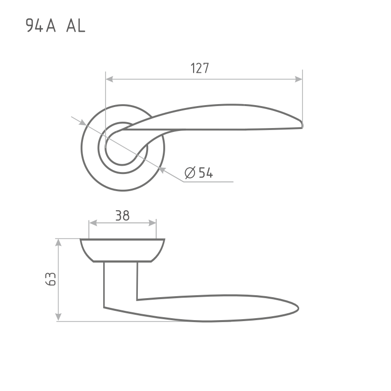 Схема Ручка дверная 94А AL цвет Белый Нора-М