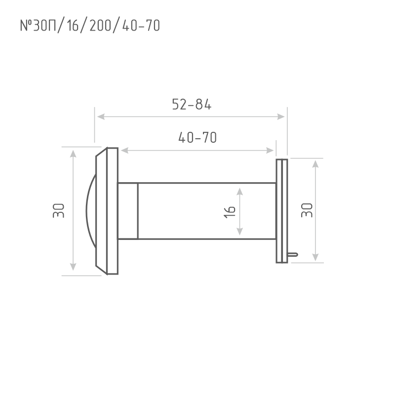 Схема Дверной глазок со шторкой №30П/16/200/40-70 цвет Хром Нора-М