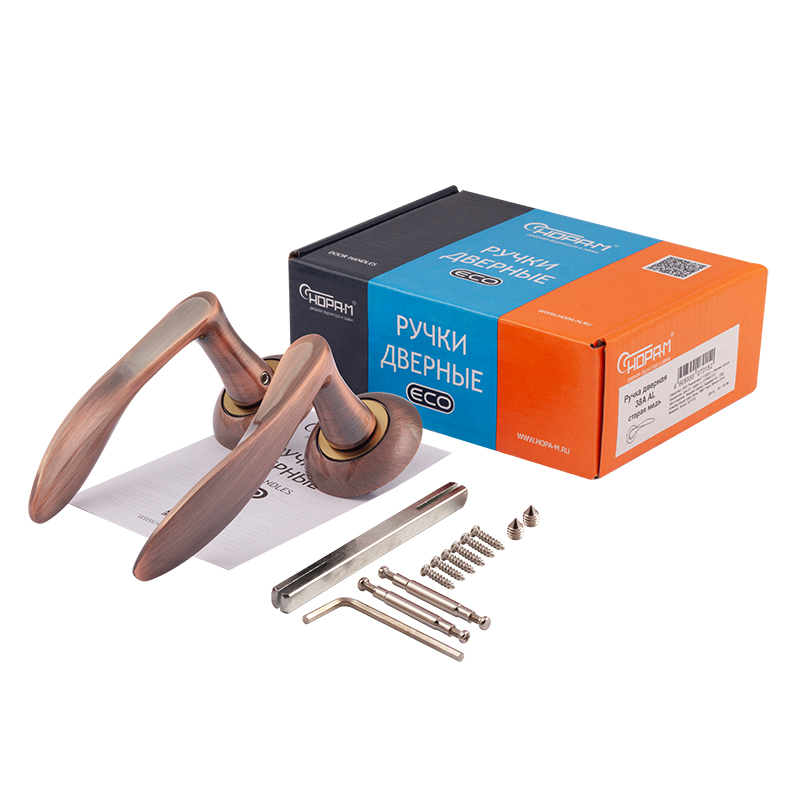 Комплектация и упаковка Ручка дверная 38А цвет Старая медь Нора-М