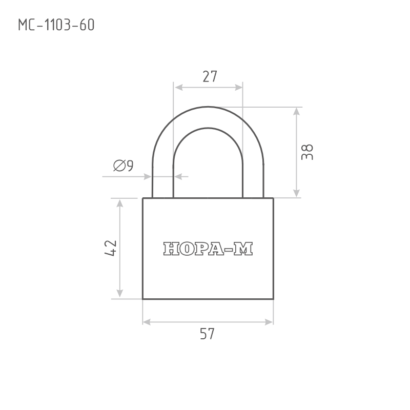 Схема Замок навесной МС-1103 мастер-система цвет Серебро Нора-М