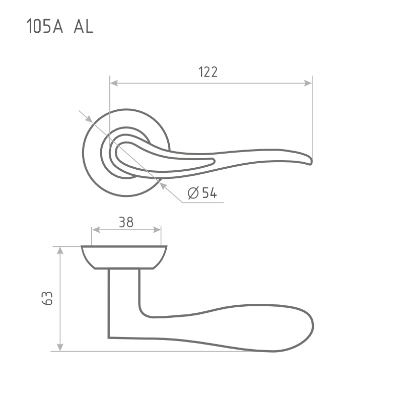 Схема Ручка дверная 105А AL цвет Белый Нора-М
